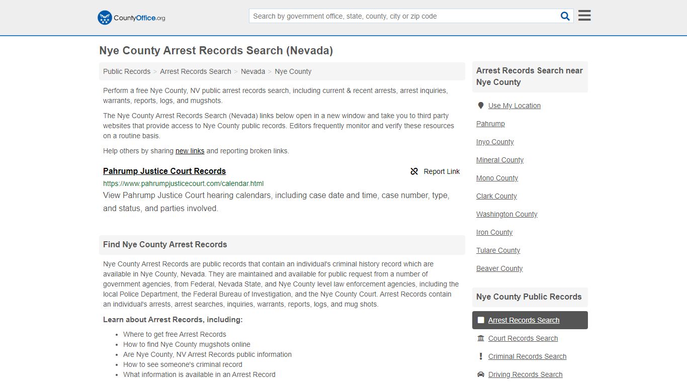 Arrest Records Search - Nye County, NV (Arrests & Mugshots)