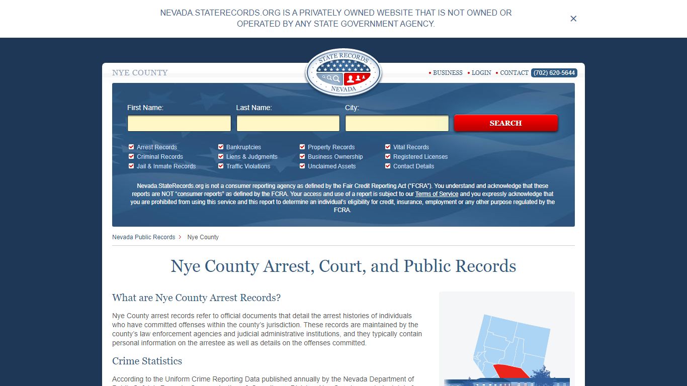 Nye County Arrest, Court, and Public Records